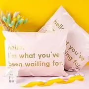 WRAPLA 25 x 33cm Poly Mailers Shipping Bags Text Printed Pink Poly Mailers 2.3 Mil Heavy Duty Self Seal Mailing Envelopes - 100 Pack