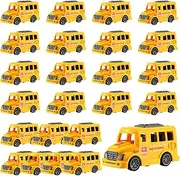 Blueweenly 24 Pcs Mini School Bus Model Toy Car Plastic Yellow Small Pull Back School Bus Playset for Birthday Party Supplies School Bus Favors Goodie Bag Fillers