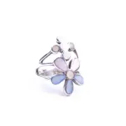 Real Rose Mother-of-Pearl Leaf Ring Moroccan Ring Flower Ring Silver Size US 10