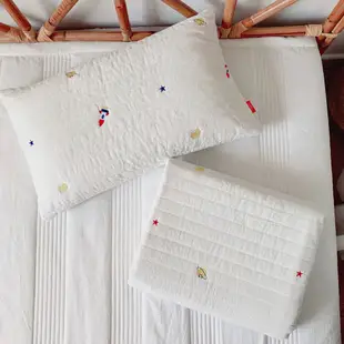 韓國嬰兒棉床墊兒童床上用品床單毯子卡通刺繡兒童床亞麻嬰兒床新生兒嬰兒遊戲墊