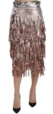 Dolce & Gabbana Sequin Embellished Fringe Midi Skirt