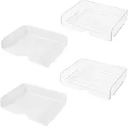 COMNESTBI 4Pcs Clear Desktop File Organizer Stackable Letter Trays for Documents Books Magazines Versatile Storage for Office Classroom Transparent