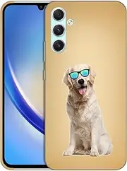 [GlamCase] for Samsung Galaxy A34 5G, Samsung Galaxy A34 5G Case - Vintage Labrador Retriever Dog Design Printed Slim & Sleek Cute Hard Plastic Designer Back Phone Case/Cover for Samsung A34 5G White