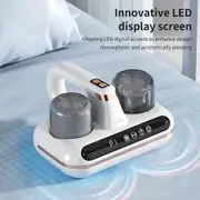 10000pa Bed Mite remover Vacuum Cleaner,Portable Bed Cleaning Double Cup with Moisture Display for Bedroom Sofa Bedding Plush Toys(White)