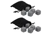 2x 9pc Barcraft Whisky Stones Ice Cubes Reusable Cooling Rocks w Pouch Set Grey