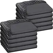 10 Pack Bedding Twin Fitted Sheets Bulk Fitted Bed Twin Size Sheet 100 x 190 cm Single Size Bottom Sheets up to 30 cm, Ideal for School Dormitory Home Salons Hotels (Gray)