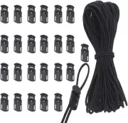 25 Pcs Cord Locks Spring Toggle Stopper + 10 Yards 1/8 Inch Cord Stretch String