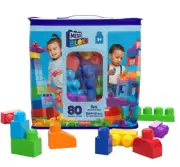 MEGA BLOKS Fisher-Price Toy Blocks Blue Big Building Bag with Storage (80 Pieces
