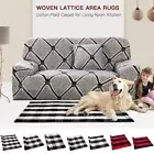 Cotton Checkered Plaid Floor Area Rug Runner Carpet Mat Indoor Outdoor Washable