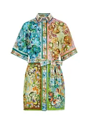 Alemais Dreamer Printed Linen Mini Shirt Dress - Multicoloured - 8 (UK8 / S) 8 (UK8 / S)