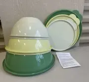 6 pc Vintage Tupperware Wonderlier Nesting Mixing Plastic Bowls Lids NOS Unused