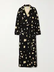 [TOVE] TOVE - Loren Belted Printed Wool-blend Coat - Black - FR 38 FR 38 Black