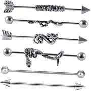 [CATIEBYE] Stylish Industrial Chain Earring Set Stainless Steel Cartilage Piercing Earrings Snake Design for Women