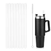 8Pcs Clear Reusable Replacement Straw with Cleaning Brush for Stanley 30 40 oz Cup Tumbler