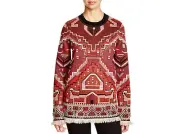 NWT $695 Tory Burch Red Tapestry Wool Sweater XS