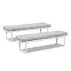 New White Aluminium Outdoor Polywood Top Dining Bench Chair (Set of 2)