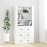 Highboard High Gloss White Engineered Wood,Buffets & Sideboards-3185393