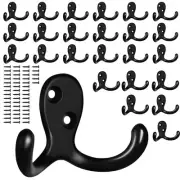 25 Pack Coat Hooks Wall Hooks for Hanging, Heavy Duty Double Prong Metal Hook...