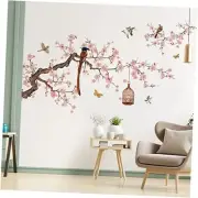Watercolor Flower Branch Wall Decals Peach Cherry Blossom Tree Branches Pink