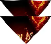 2 Pack Owner and Dog Bandana Set, Pet's Mom/Dad Bandana or Scarf Set, Family Matching Bandanas, Fire Flame Love Heart Valentine's Day