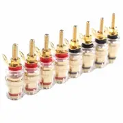 Speaker Terminal Binding Posts Pack Kit Black/Red Copper+Plastic 8pcs Plated
