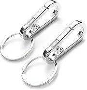 2 Pack Dog Tag Clips, Stainless Steel Heavy Duty Quick Clips with Rings, Easy Change Pet ID Tag Holder for Dog Cat Collars and Harnesses
