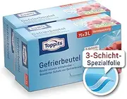 Toppits Freezer Bags with Stand Base – 2 x 75 Pieces – Tear-Resistant, Reusable, Transparent – Capacity 3 Litres