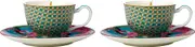 Maxwell & Williams Teas & C's Silk Road Demi Cup & Saucer 85ML Set of 2 Aqua Gift Boxed