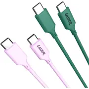 Laser 2m 60W USB-C to USB-C Cable 2 Pack - Pink/Green