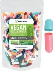 Size 00 Multi Color Empty Vegan Capsules Vegetarian Veggie Kosher Pills Caps