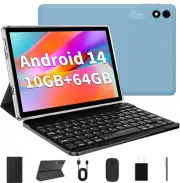 Android 14 Tablet 10.1 inch 2024 with Keyboard Mouse 10GB+64GB 1TB