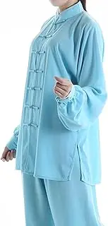 [JFBTHI] Men and Women's Tai Chi Uniform Chinese Traditional Cotton Plus Silk Button Stand Collar Martial Arts Suits Long Sleeve Morning Exercises Kung Fu Clothing Soft and Breathable Summer,005,XXL