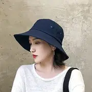 [Ling88] Summer New Bucket Hat for Women Soft Cotton Solid Color Big Wide Brim Outdoor Sun Hats Portable Foldable Panama Cap Lady Caps Big Brim Hat -5
