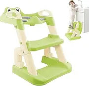 LeoLeozz Potty Training Seat with Ladder,Foldable Toddler Toilet Chair Ladder - Potty Training Seat with Step Stool Ladder for Girls, Kids, Children (Green)