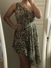 NEW ✨ One Teaspoon Asymmetrical Sheer Flowy Leopard Dress 8 10 S M L Sexy Print