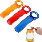 Abizarch 3Pcs Jar Opener Manual Jar Key with Ergonomic Handle Mini Portable Can Lid Opener Tool Reusable Easy Grip Jar Lid Opener for Elders Children Women Weak Hands 14x5x2.8cm(Red+Blue+Orange)