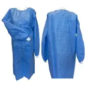 Disposable Medical Lab Coat, Blue, Knee Length, 3 Pocket 50Pcs/5Bags