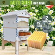 Wooden Auto Shedding Beehives Beekeeping Boxes + 7x Bee Hives Frames+ Box Stand