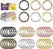 Swpeet 24Pcs 6 Colors 25mm - 1 Inch Round Spring O Rings Assortment Kit, Alloy Spring Keyring Buckle Trigger Round Snap Buckle Snap Hooks O Rings Buckles for Handbag DIY Keychains Bag Purse