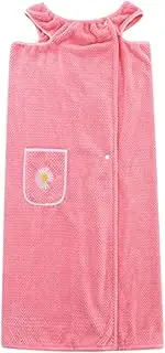 [Generic] Bath Wraps for Women After Shower | Body Shower Robe Bath Towel Wearable - Quick Dry Coral Fleece Bathrobe with Pocket for Home Spa Travel