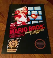 Super Mario Bros NES box art retro video game 24" poster print nintendo 80s