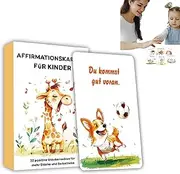 Positive Affirmations for Kids,32 German Daily Motivational Cards - Inspirational Notes, Confidence Building, Animal Theme, Empowering Quotes for Students Children