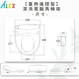 ALEX 電光牌 EF9520R / EF9530R 遙控型 暖烘 直熱式 潔洗免治電腦馬桶座 免治馬桶座 免治馬桶蓋