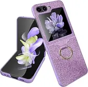 [YJZSKRXFAK] Case for Samsung Galaxy Z Flip5 5G 2023, Ultra Thin Slim Fit Glitter Sparkle Cover with Built-in Screen Protector Protective Case for Galaxy Z Flip 5-Purple