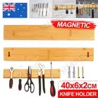 Knife Magnet Holder Cutlery Bamboo Rack Block KitchenStorage Stand Tool