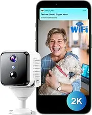 KinetCam Wireless Indoor Security Camera – 2K HD Wi-Fi Camera,Real-time Monitoring with APP, Motion Detect/Instant Notify Alerts,Rechargeable Standby 100-Day Battery
