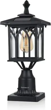 Kemeco ST4328Q Solar Post Light Outdoor Cast Aluminum LED Lamp + Base, Black