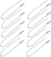 SHINEOFI 100pcs Ball Beads Chain Set Silver Keychain Rings Metal Chain Dog Tag Metal Small Chain with Connectors for Hanging Decoration 2.4mm