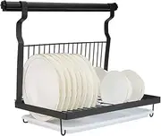 Eastore Life Hanging Dish Rack,Collapsible Dish Drying Rack with Drainboard, Stainless Steel Dish Drainer, Black