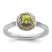 Sterling Silver & 14K Gold Stackable Expressions Peridot Ring Size 9